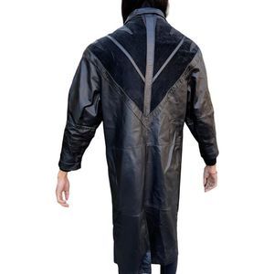 Vintage black leather jacket suede trench coat cosplay anime party fashion